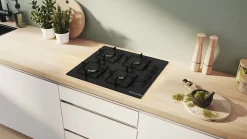 Plaque de cuisson gaz 4 foyers - coloris noir l.59 x P.52 x H.4,5 cm - Bosch POP6B6K30