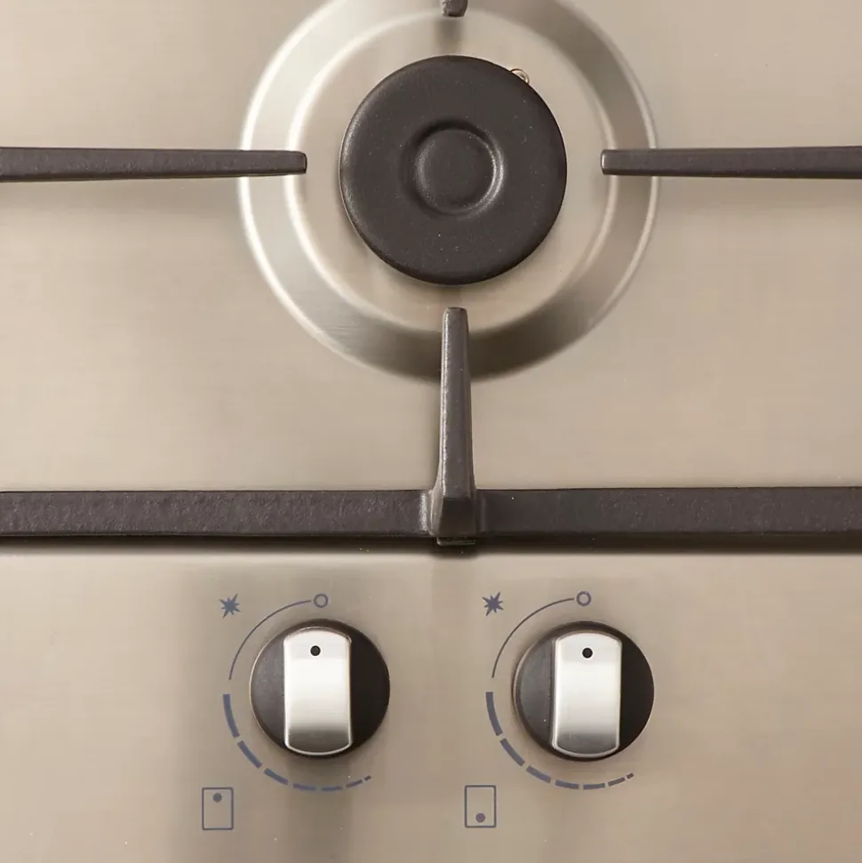 Plaque de cuisson gaz 2 foyers Cooke & Lewis coloris inox l.30,5 x P.51 x H.8,5 cm