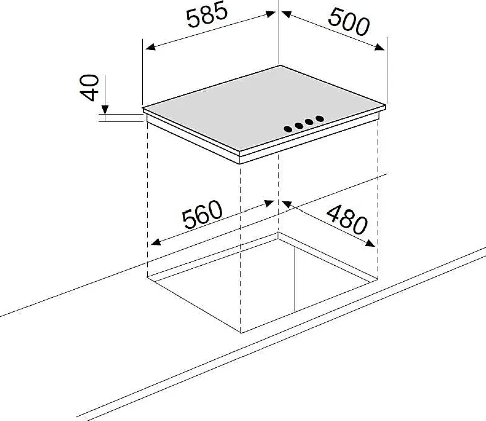 Plaque de cuisson gaz glem 4 foyers 7500 W 58.5 cm
