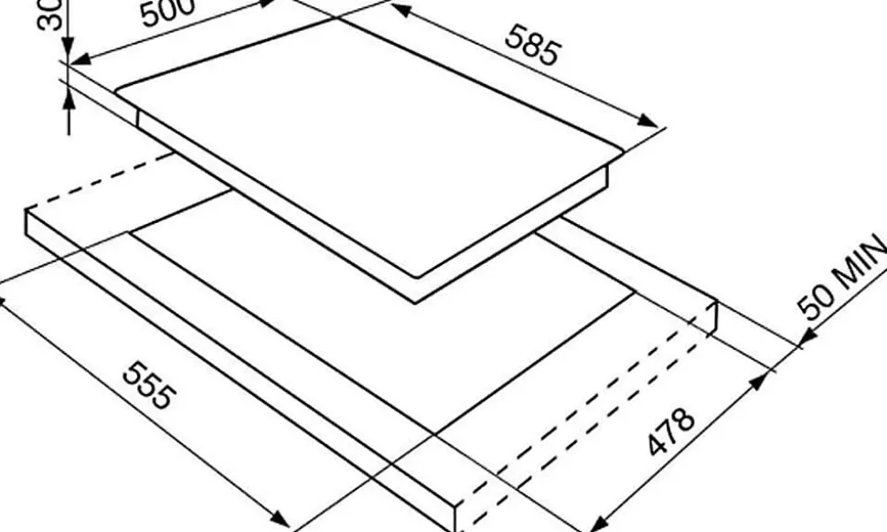 Plaque de cuisson gaz smeg 1800 W 58.5 cm