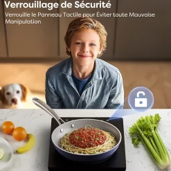 Plaque de cuisson induction Portable 1 Feux 2000W 9 Niveaux de Puissance Verrouillage Enfant Minuterie CDV201T