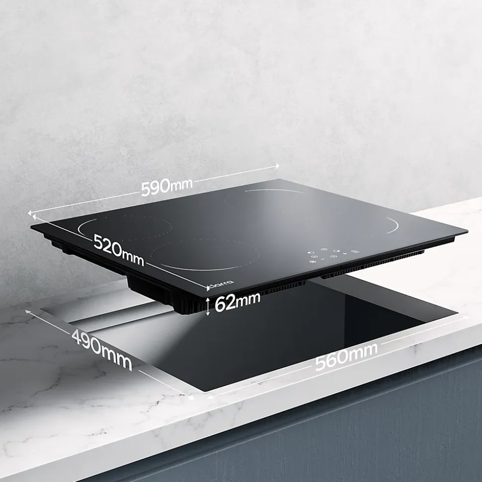 Plaque de cuisson induction 4 foyers 6000W L59xP52cm commande tactile 9 niveaux de puissance Ciarra CD4BIH-C