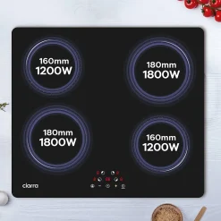 Plaque de cuisson induction 4 foyers 6000W L59xP52cm commande tactile 9 niveaux de puissance Ciarra CD4BIH-C