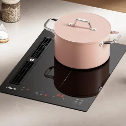 Plaque de cuisson induction aspirante L39cm 3200w 2 foyers plaque avec hotte intégré 500m3h boost recyclage ou évacuation Ciarra