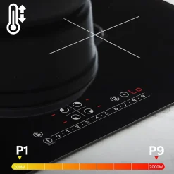 Plaque de cuisson induction 4 foyers 7200W L59xP52cm 9 puissance booster minuterie tactile Ciarra CD4BBIH