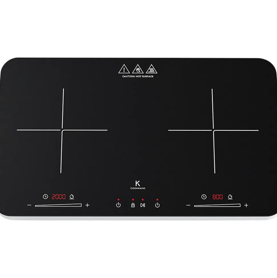Plaque de cuisson induction double 3600W portable, 2 foyers indépendants, silencieuse, nomade
