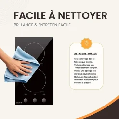 Plaque de cuisson induction encastrable - 2 foyers, Minuteur, 3600 W avec boutons - manettes