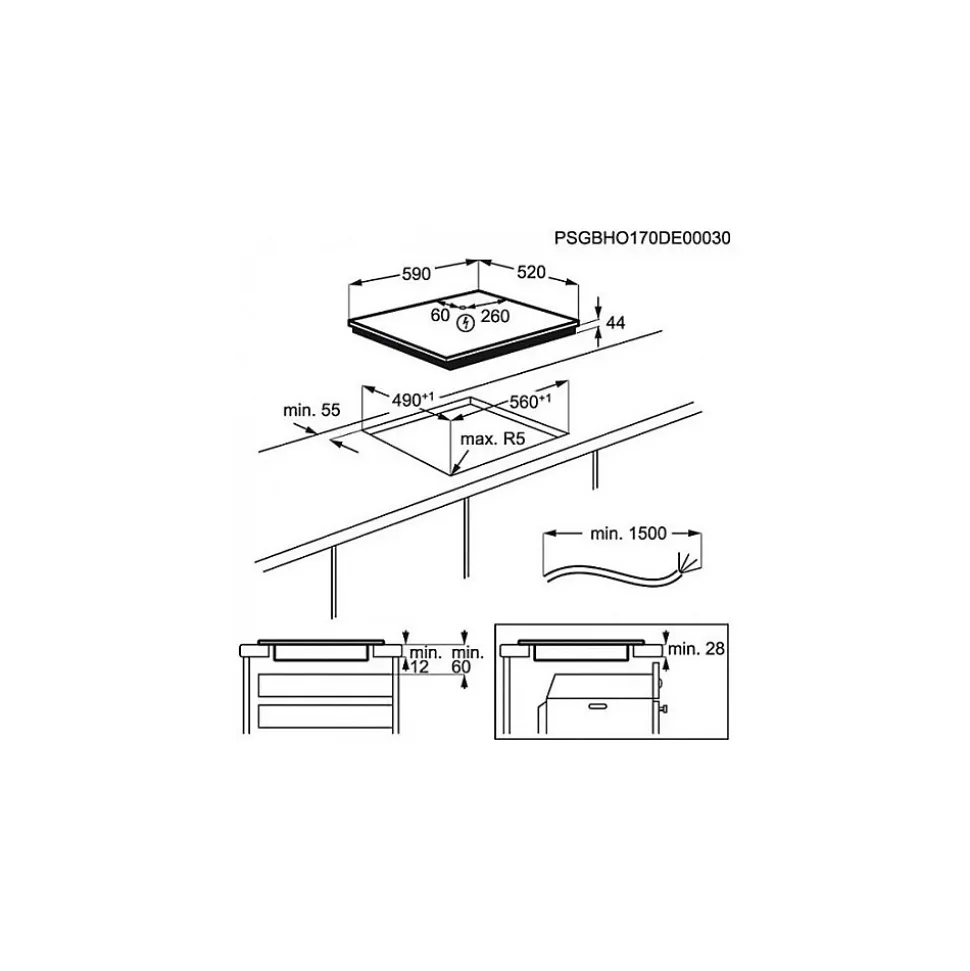 Plaque de Cuisson Induction 3 Foyers 7350W Double zone ELECTROLUX