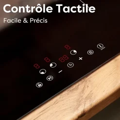 Plaque de cuisson induction 3 foyers 6200W fonction boost L59xP52cm 9 puissances securité enfant auto-stop minuterie Ciarra CD3BIH