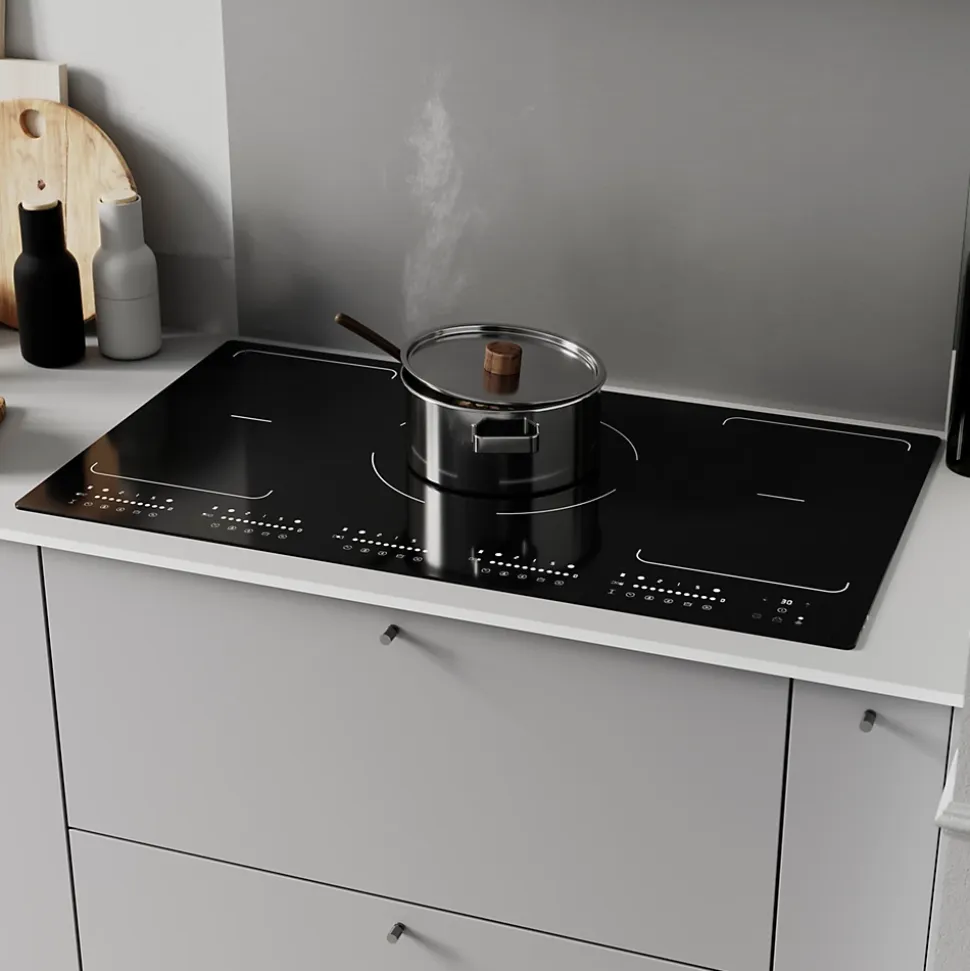 Plaque de cuisson induction 5 foyers GoodHome coloris noir l.90 x P.52 x H.6 cm