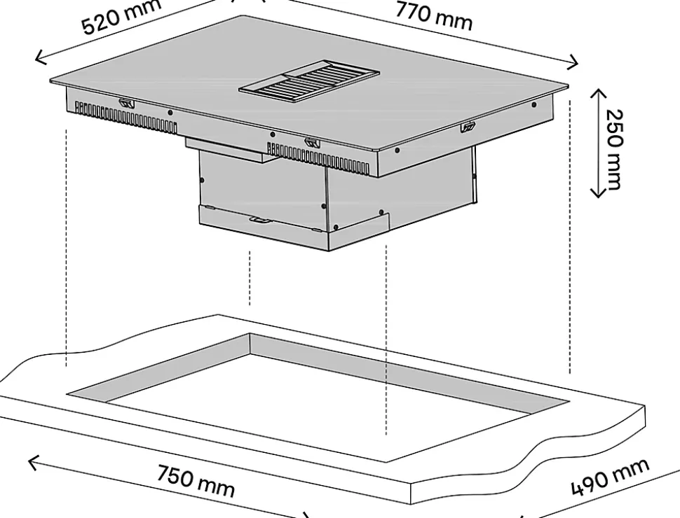 Plaque de cuisson induction 4 foyers GoodHome coloris gris anthracite l. 77 x P. 52 x H. 25 cm