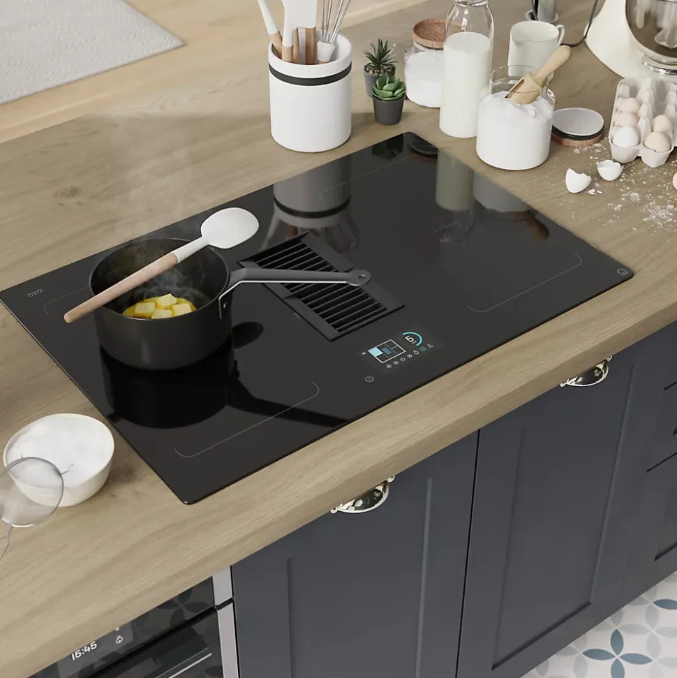 Plaque de cuisson induction 4 foyers GoodHome coloris gris anthracite l. 77 x P. 52 x H. 25 cm