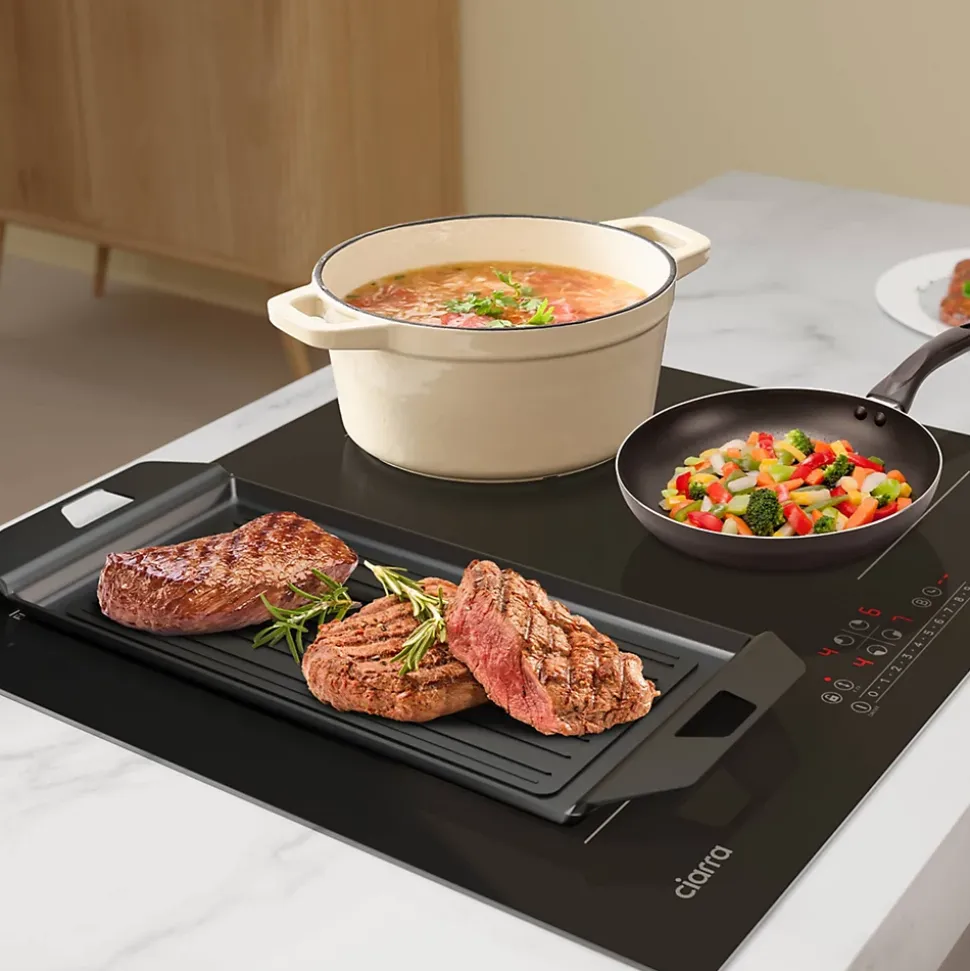 Plaque de cuisson induction 4 foyers 7200W L59xP52cm 9 puissance 2 flexizones boost verrouillage enfant Ciarra CD4BFFBIH