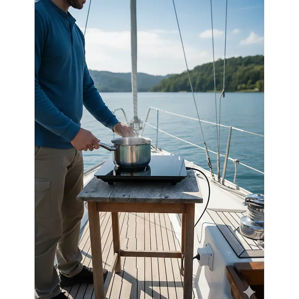 Plaque de cuisson induction simple 2000W portable, interface tactile, sécurité enfant