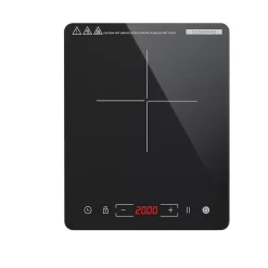 Plaque de cuisson induction simple 2000W portable, interface tactile, sécurité enfant