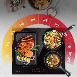 Plaque de cuisson induction 4 foyers 7200W L59xP52cm 1 zone modulable boosters minuteur Ciarra CD4BFBIH