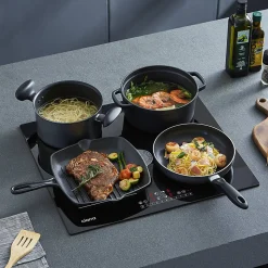 Plaque de cuisson induction 4 foyers 7200W L59xP52cm 1 zone modulable boosters minuteur Ciarra CD4BFBIH