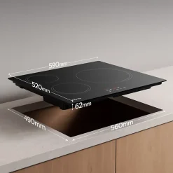 Plaque de cuisson induction 3 feux 5600W L59xP52cm 9 niveaux de puissance commande tactile minuteur individuel Ciarra CABBIH3-E