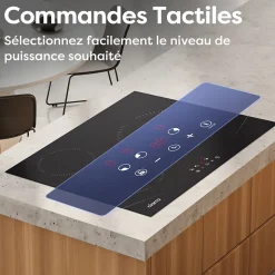 Plaque de cuisson induction 3 foyers 5600W L59xP52cm 9 niveaux puissance tactile minuteur individuel Ciarra CD3BIH-A
