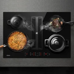 Plaque de cuisson induction avec Hotte Intégrée L59cm 7000W 500m3h 4 Foyers Booster Recyclage Evacuation Ciarra