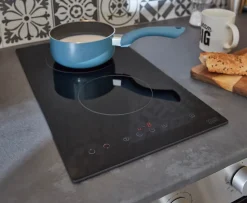 Plaque de cuisson vitrocéramique 2 foyers Cooke & Lewis coloris noir l.29 x P.52 x H.6 cm