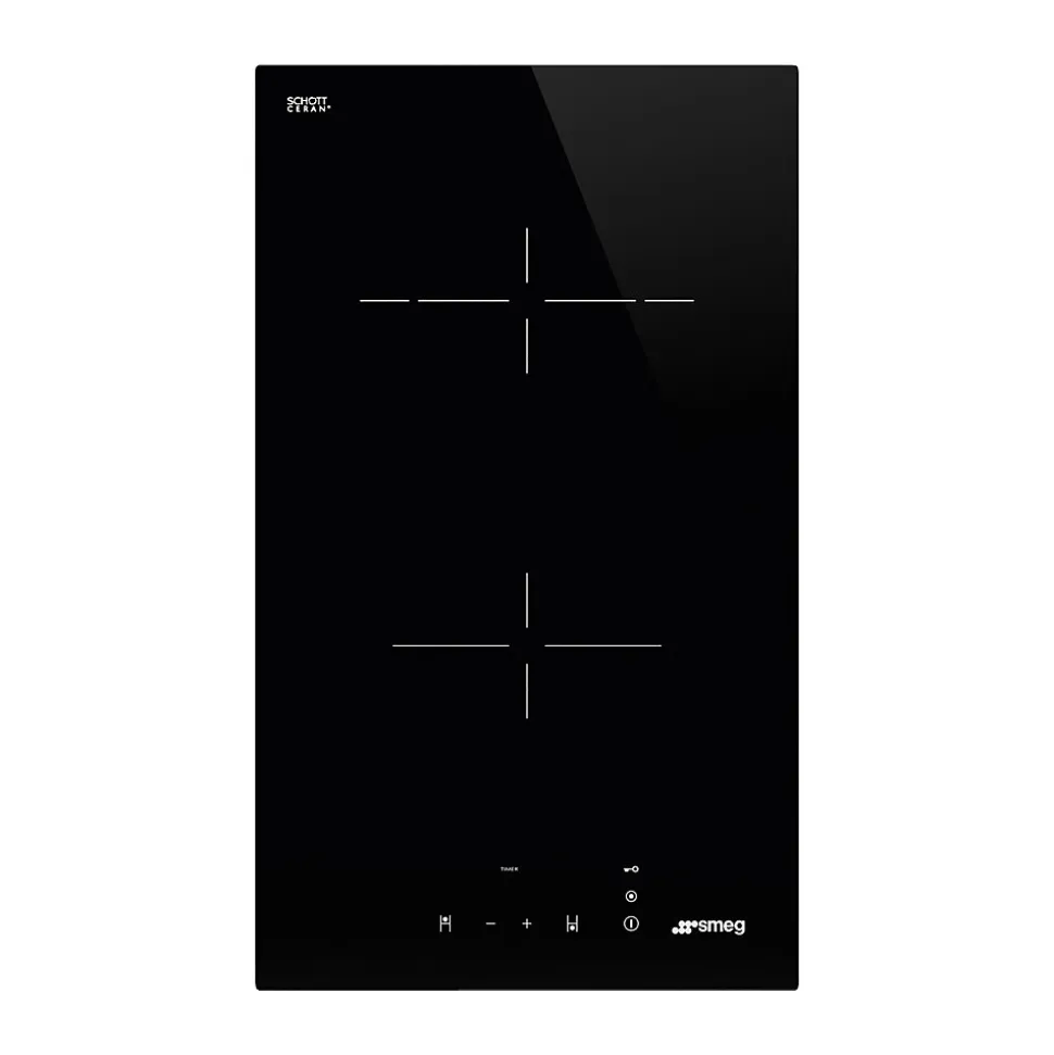 Plaque de cuisson vitrocéramique 2 foyers Smeg coloris noir l.30 x P.51 x H.5,8 cm