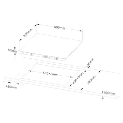 Plaque de cuisson vitrocéramique 3 foyers - coloris noir - l.59 x P.52 x H.5,2 cm NN3ZCR60EU