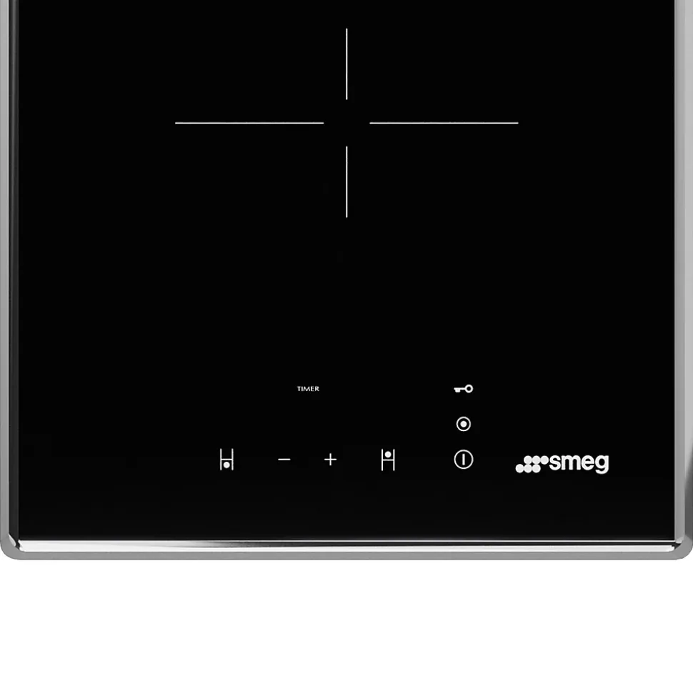 Plaque de cuisson vitrocéramique 2 foyers - coloris noir et argent - l.30 x P.51 x H.5,8 cm - Smeg SE232TX1