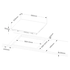 Plaque de cuisson vitrocéramique 4 foyers - coloris noir - l.59 x P.52 x H.5 cm NN4ZCR60EU