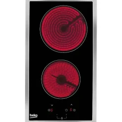 Plaque de cuisson vitrocéramique BEKO HDMC32400TX - 2 foyers - 3000W - L28,8 x P51cm - Noir