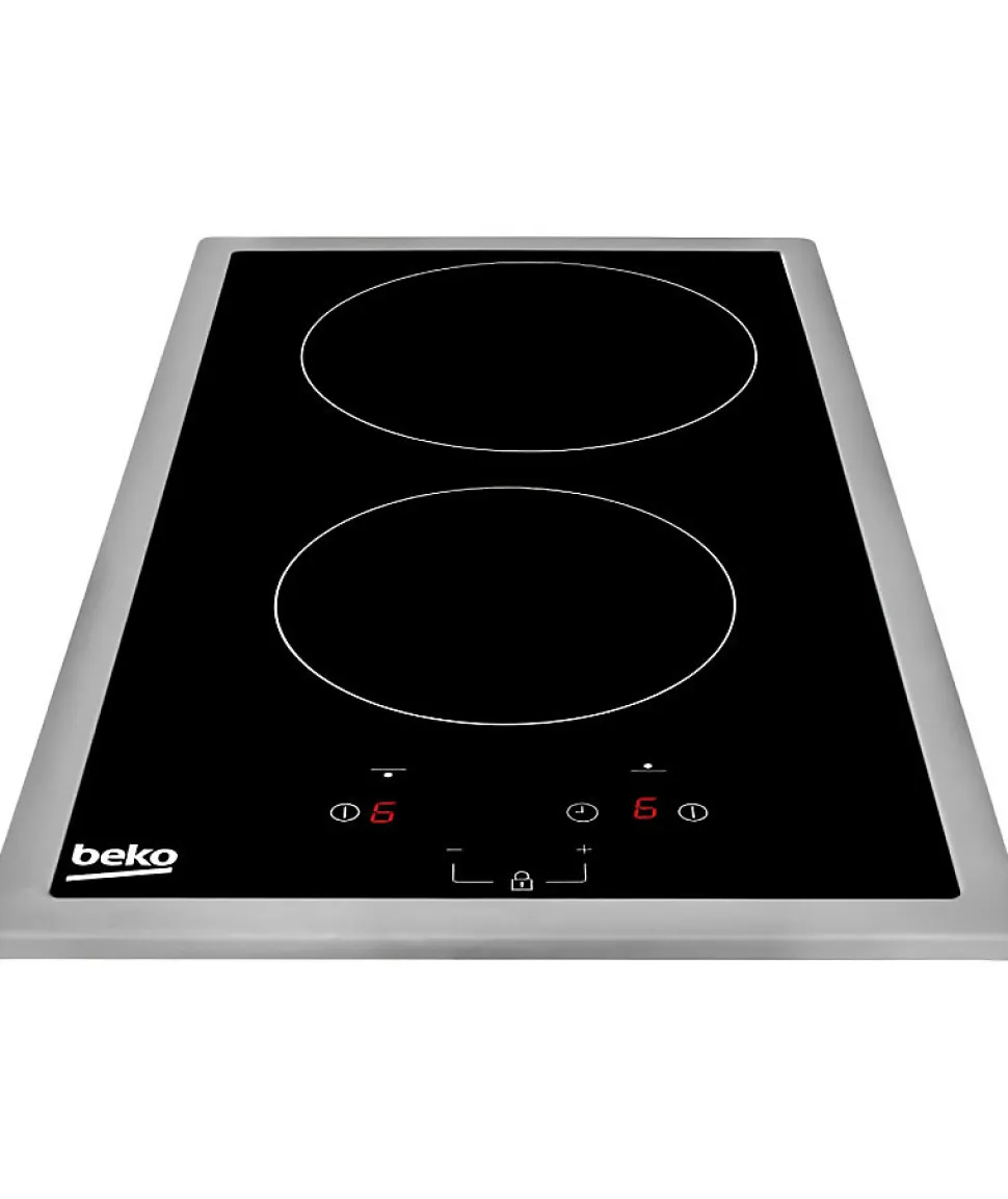 Plaque de cuisson vitrocéramique BEKO HDMC32400TX - 2 foyers - 3000W - L28,8 x P51cm - Noir