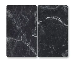 Plaque de protection verre effet marbre noir, 2 pièces