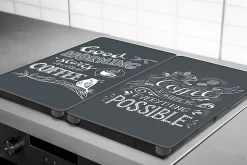 Plaque de protection verre trempé décor "Coffee", 2 pièces