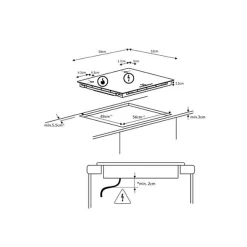 Plaque induction 3 foyers CONTINENTAL EDISON 6200W- 3 timers - 3 boosters - noir