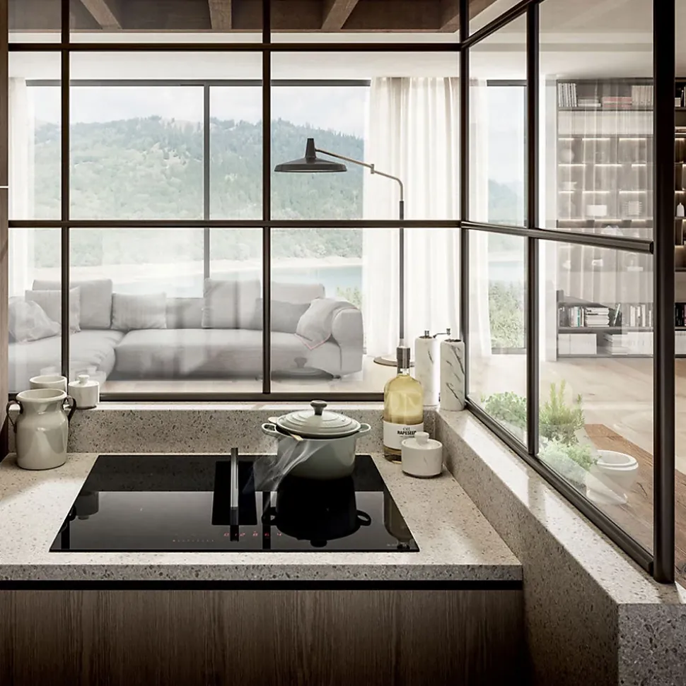 Plaque induction avec hotte intégrée Elica NIKOLATESLA FIT 60 cm - Évacuation