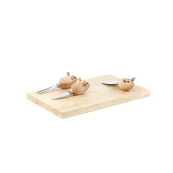 Plateau à fromages et 3 ustensiles Souris en Bois - Kikkerland