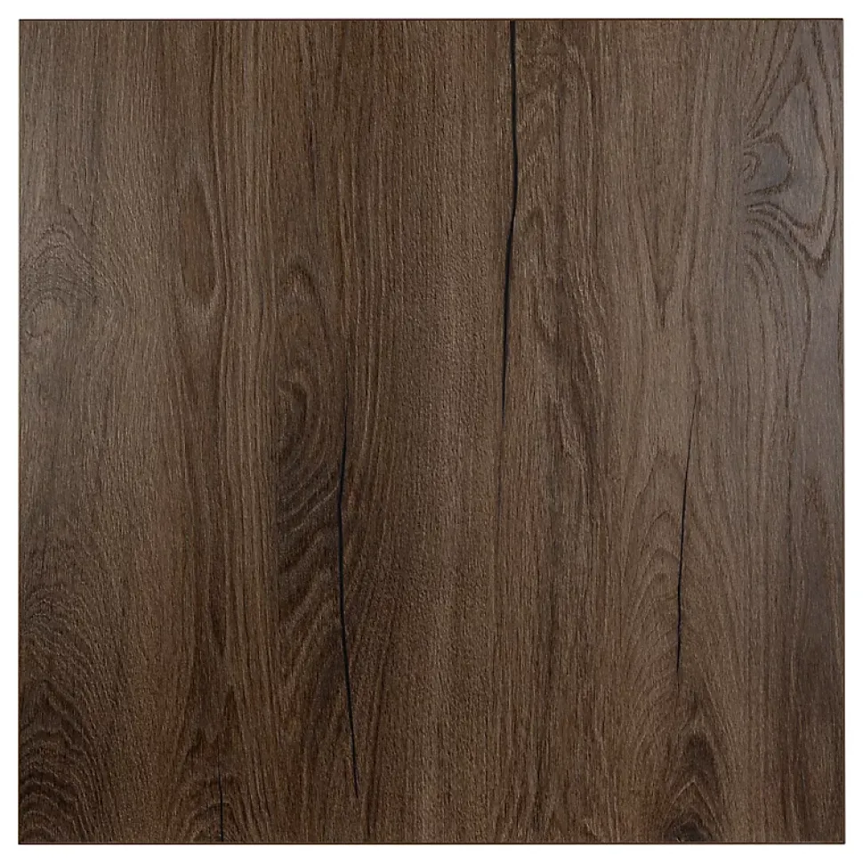 Plateau laminé chêne chocolat 90 x 90 cm pour bureau, table, table basse