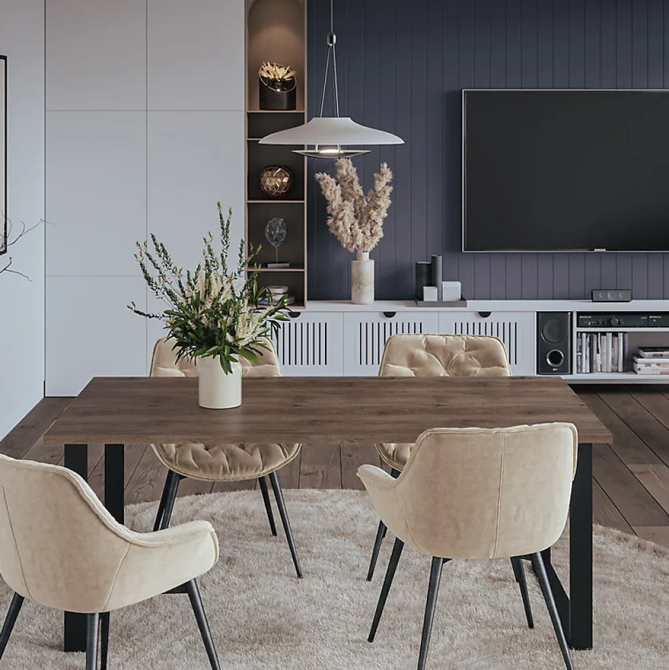 Plateau laminé chêne chocolat 138 x 80 cm pour bureau, table, table basse