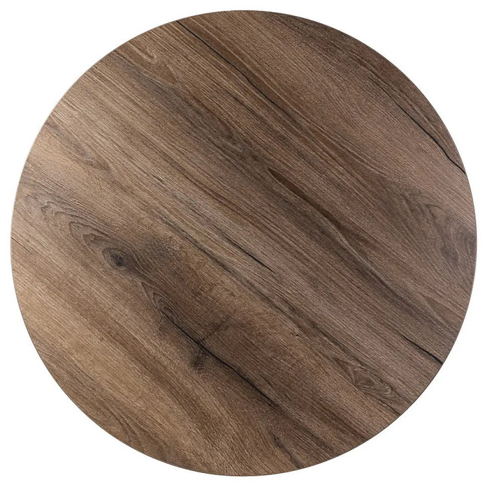 Plateau laminé chêne chocolat rond, diamètre 90 cm, pour bureau, table, table basse
