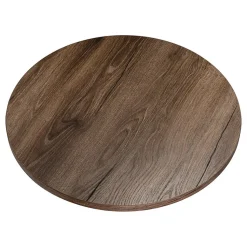 Plateau laminé chêne chocolat rond, diamètre 68 cm, pour bureau, table, table basse