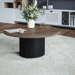 Plateau laminé chêne chocolat rond, diamètre 68 cm, pour bureau, table, table basse