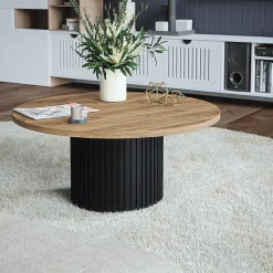 Plateau laminé chêne craft rond, diamètre 50 cm, pour bureau, table, table basse