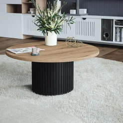 Plateau laminé chêne sonoma rond, diamètre 68 cm, pour bureau, table, table basse