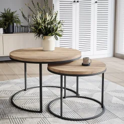 Plateau laminé chêne sonoma rond, diamètre 68 cm, pour bureau, table, table basse