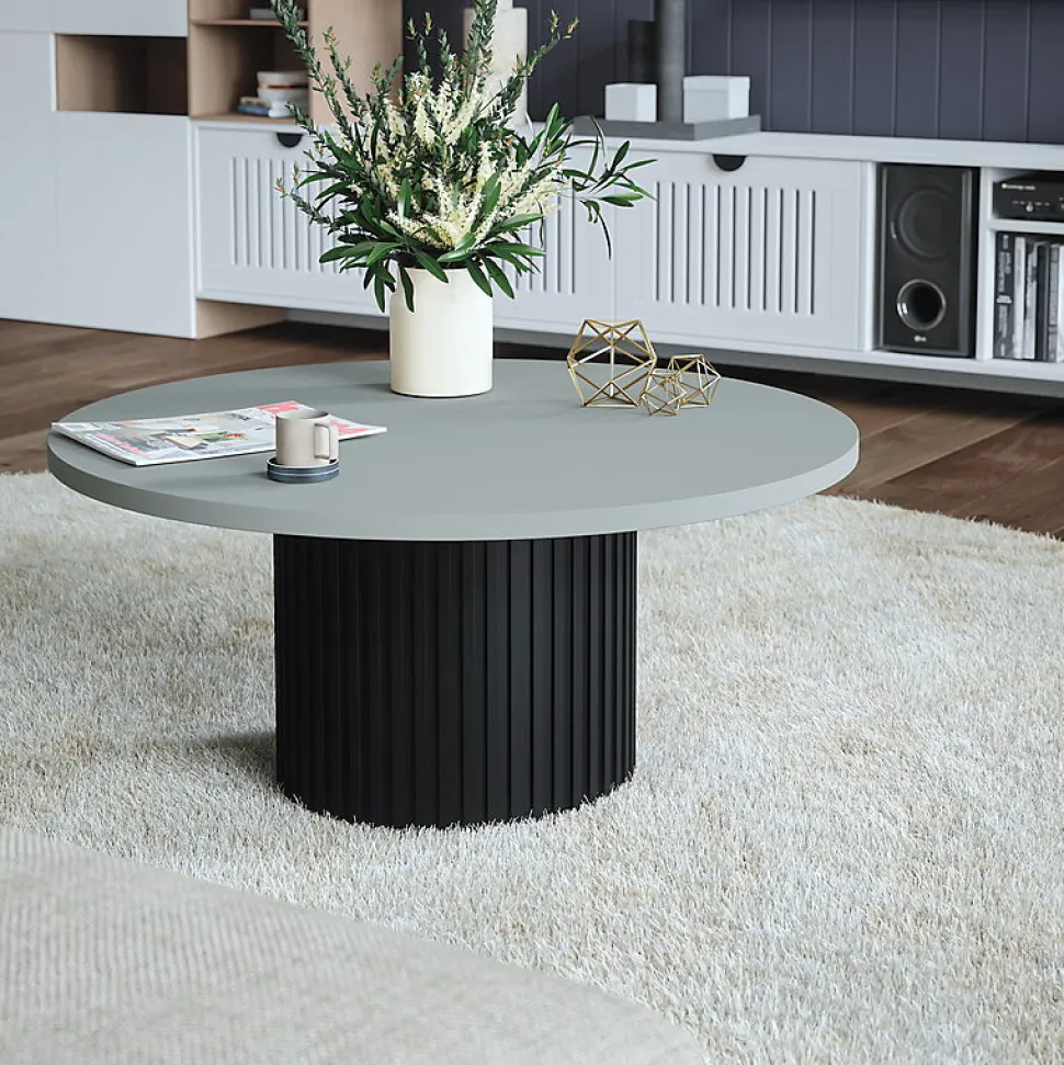 Plateau laminé gris rond, diamètre 50 cm, pour bureau, table, table basse