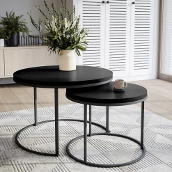 Plateau laminé noir rond, diamètre 68 cm, pour bureau, table, table basse