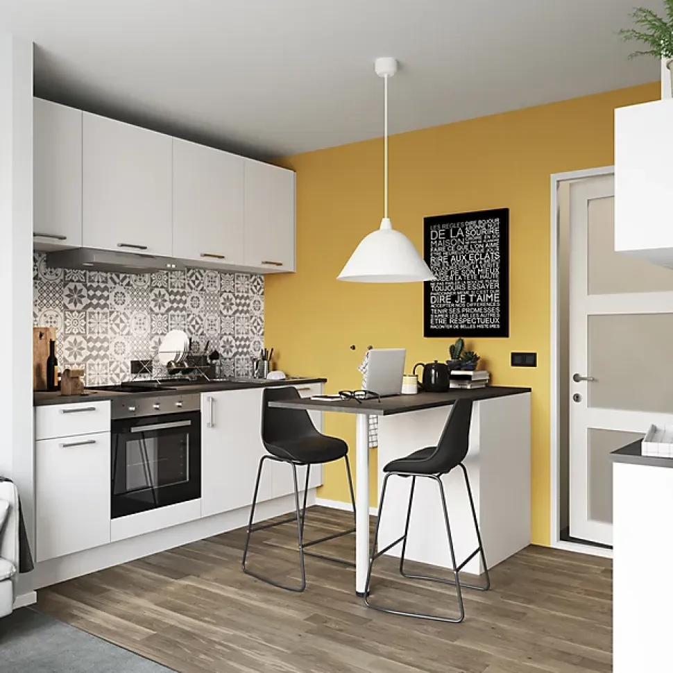 Plinthe de cuisine Goodhome Balsamita Blanc H. 15 cm x l. 2.4 m x Ep. 16 mm