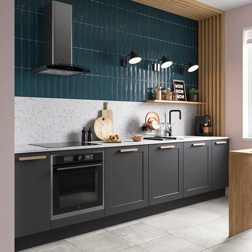 Plinthe de cuisine Goodhome Artemisia Gris H. 15 cm x l. 2.4 m x Ep. 16 mm