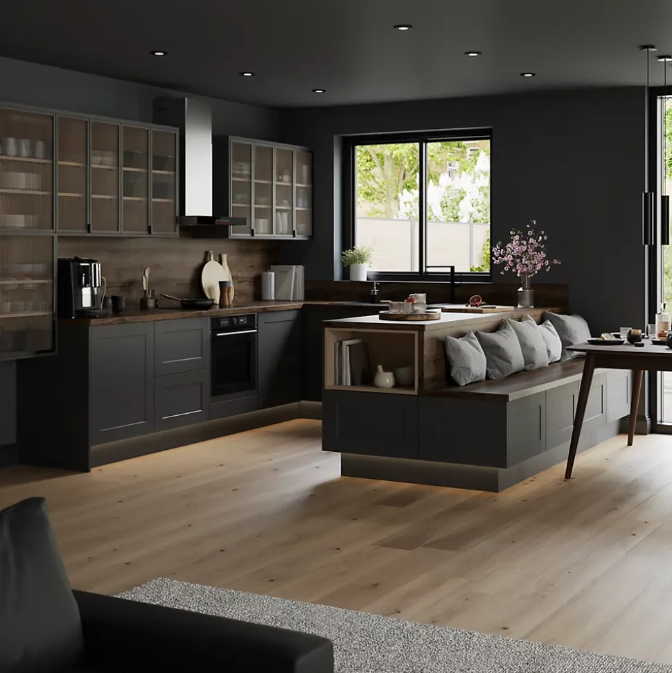 Plinthe de cuisine Goodhome Artemisia Gris H. 15 cm x l. 2.4 m x Ep. 16 mm