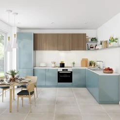 Plinthe de cuisine Palma bleu aqua brillant H.15 x l.240 x Ep.1,8 cm